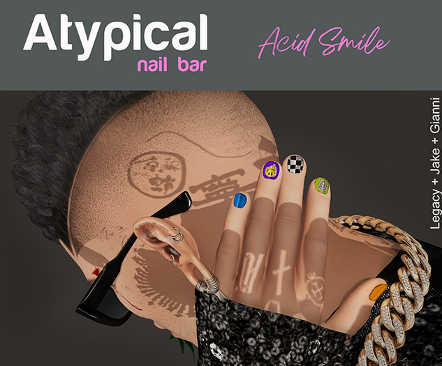 Second Life Marketplace Atypical ACID SMILE Male Nails
